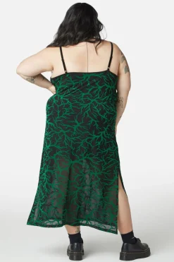 Women Dangerfield Dresses & Pinafores*Curve Neglected Flocked Mesh Midi Dress