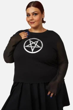 Women Dangerfield Curve Tops & Blouses*Curve Pentagram Contrast Mesh Top
