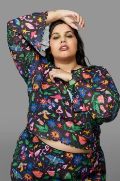 Women Black Friday Curve Tops & Blouses*Curve Plantistry Mesh Top