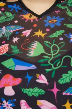 Women Black Friday Curve Tops & Blouses*Curve Plantistry Mesh Top