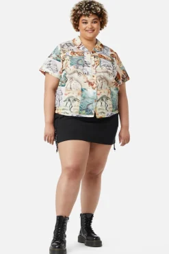 Women Dangerfield Curve Tops & Blouses*Curve Prehistoric Dino Tile Print Blouse
