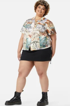 Women Dangerfield Curve Tops & Blouses*Curve Prehistoric Dino Tile Print Blouse