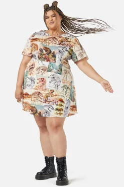 Women Dangerfield Dresses & Pinafores*Curve Prehistoric Dino Tile Pr Dress