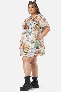 Women Dangerfield Dresses & Pinafores*Curve Prehistoric Dino Tile Pr Dress