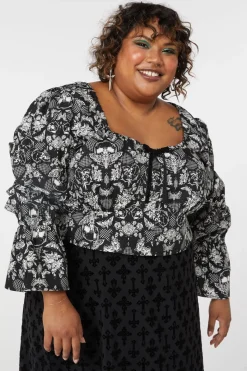 Women Dangerfield Curve Tops & Blouses*Curve Romantic Skull Print Blouse