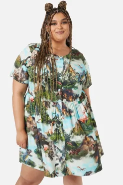 Women Dangerfield Dresses & Pinafores*Curve Triassic Scene Printed Dress