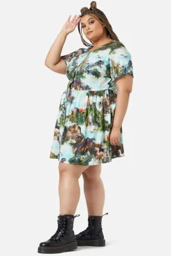 Women Dangerfield Dresses & Pinafores*Curve Triassic Scene Printed Dress