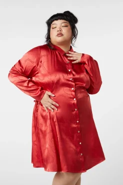 Women Dangerfield Dresses & Pinafores*Curve Under Sentence Satin Dress