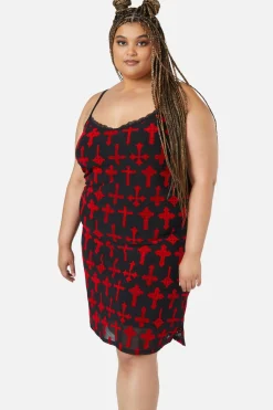 Women Dangerfield Dresses & Pinafores*Curve Vowed Flocked Mesh Dress