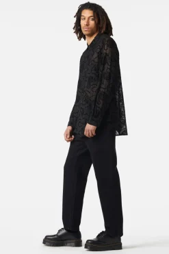 Men Dangerfield Shirts & Tees*Decaying Days Flocked Mesh Long Sleeve Shirt