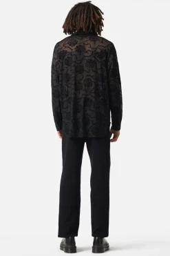 Men Dangerfield Shirts & Tees*Decaying Days Flocked Mesh Long Sleeve Shirt