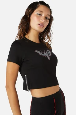 Women Dangerfield Blouses & Tops*Diamante Butterfly Zipper Tee