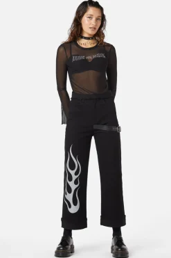 Women Dangerfield Blouses & Tops*Diamante Leave Me Alone Mesh Flare Sleeve Top