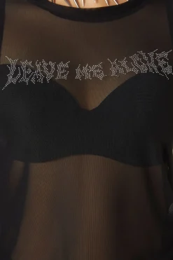 Women Dangerfield Blouses & Tops*Diamante Leave Me Alone Mesh Flare Sleeve Top