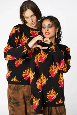 Men Dangerfield Jumpers & Knits*Flamed Heart Unisex Knit