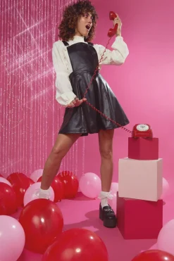 Women Black Friday Dresses & Pinafores*Flamin Embossed Pu Pinafore