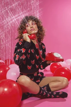 Women Black Friday Jackets & Coats*Flamin Hearts Velour Hoodie