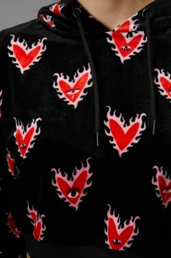 Women Black Friday Jackets & Coats*Flamin Hearts Velour Hoodie