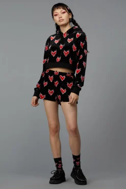 Women Black Friday Skirts & Skorts*Flamin Hearts Velour Short