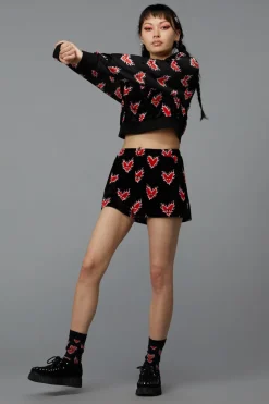 Women Black Friday Skirts & Skorts*Flamin Hearts Velour Short
