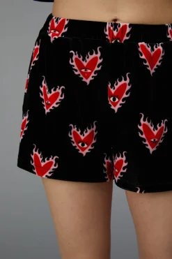 Women Black Friday Skirts & Skorts*Flamin Hearts Velour Short