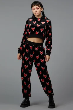 Women Black Friday Pants & Jumpsuits*Flamin Hearts Velour Trackpant