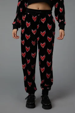 Women Black Friday Pants & Jumpsuits*Flamin Hearts Velour Trackpant
