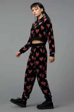 Women Black Friday Pants & Jumpsuits*Flamin Hearts Velour Trackpant