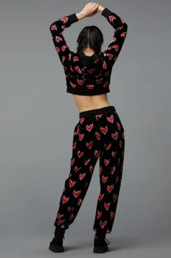 Women Black Friday Pants & Jumpsuits*Flamin Hearts Velour Trackpant