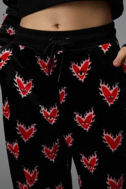 Women Black Friday Pants & Jumpsuits*Flamin Hearts Velour Trackpant