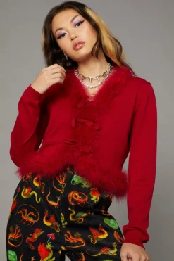 Women Black Friday Knitwear & Cardis*Fluff Trim Cardigan