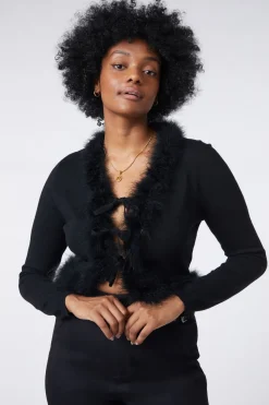 Women Black Friday Knitwear & Cardis*Fluff Trim Cardigan