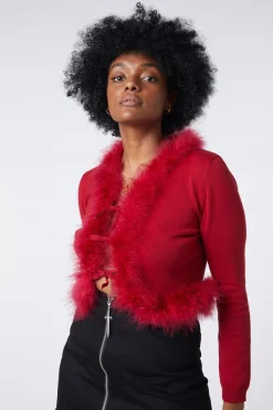 Women Black Friday Knitwear & Cardis*Fluff Trim Cardigan