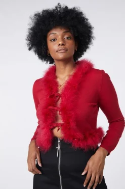 Women Black Friday Knitwear & Cardis*Fluff Trim Cardigan