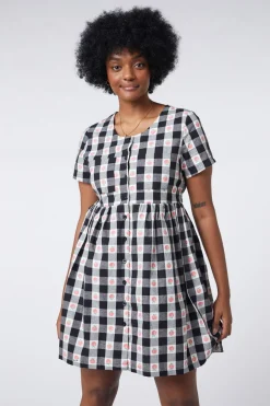 Women Revival Dresses & Pinafores*Gingham Peach Smock Dress