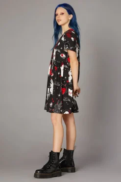 Women Black Friday Dresses & Pinafores*Gothic Print Baby Doll Dress