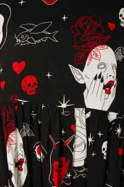 Women Black Friday Dresses & Pinafores*Gothic Print Baby Doll Dress