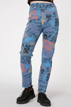 Women Dangerfield Pants & Jumpsuits*Graffiti Denim Slim Jean