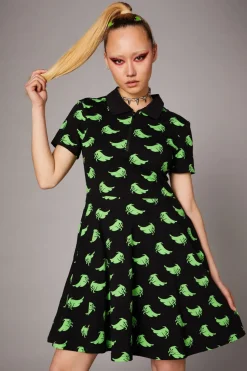 Women Black Friday Dresses & Pinafores*Green Ghost Collar Dress