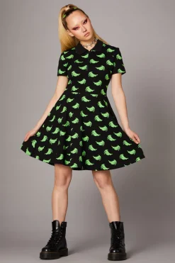 Women Black Friday Dresses & Pinafores*Green Ghost Collar Dress