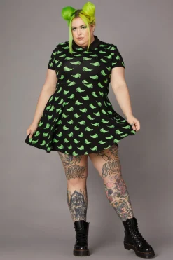Women Black Friday Dresses & Pinafores*Green Ghost Collar Dress