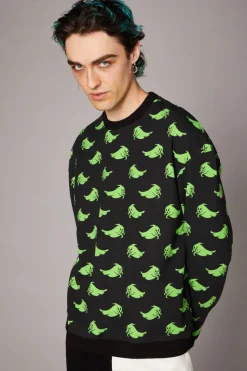 Men Black Friday Jumpers & Knits*Green Ghost Goth Sweater
