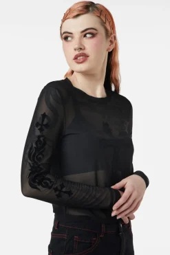 Women Dangerfield Blouses & Tops*Hail Lilith Flocked Mesh Top