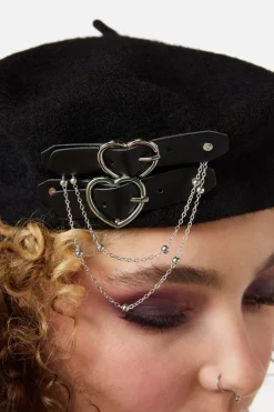 Accessories Dangerfield Hats*Heart Buckle Beret