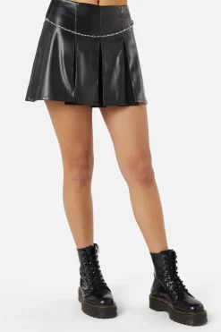 Women Dangerfield Skirts & Skorts*Hurtful Invert Pleat Pu Skort