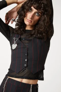 Women Dangerfield Blouses & Tops*Impossible Things Pin Stripe Vest