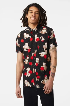 Men Dangerfield Shirts & Tees*Kitty Kisses Short Sleeve Shirt