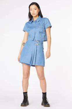 Women Dangerfield Skirts & Skorts*Liz Pleated Mini Denim Skort