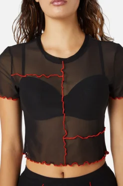 Women Dangerfield Blouses & Tops*Manic Short Sleeve Babylock Mesh Top