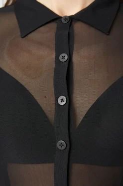 Women Dangerfield Blouses & Tops*Mesh Collared Blouse